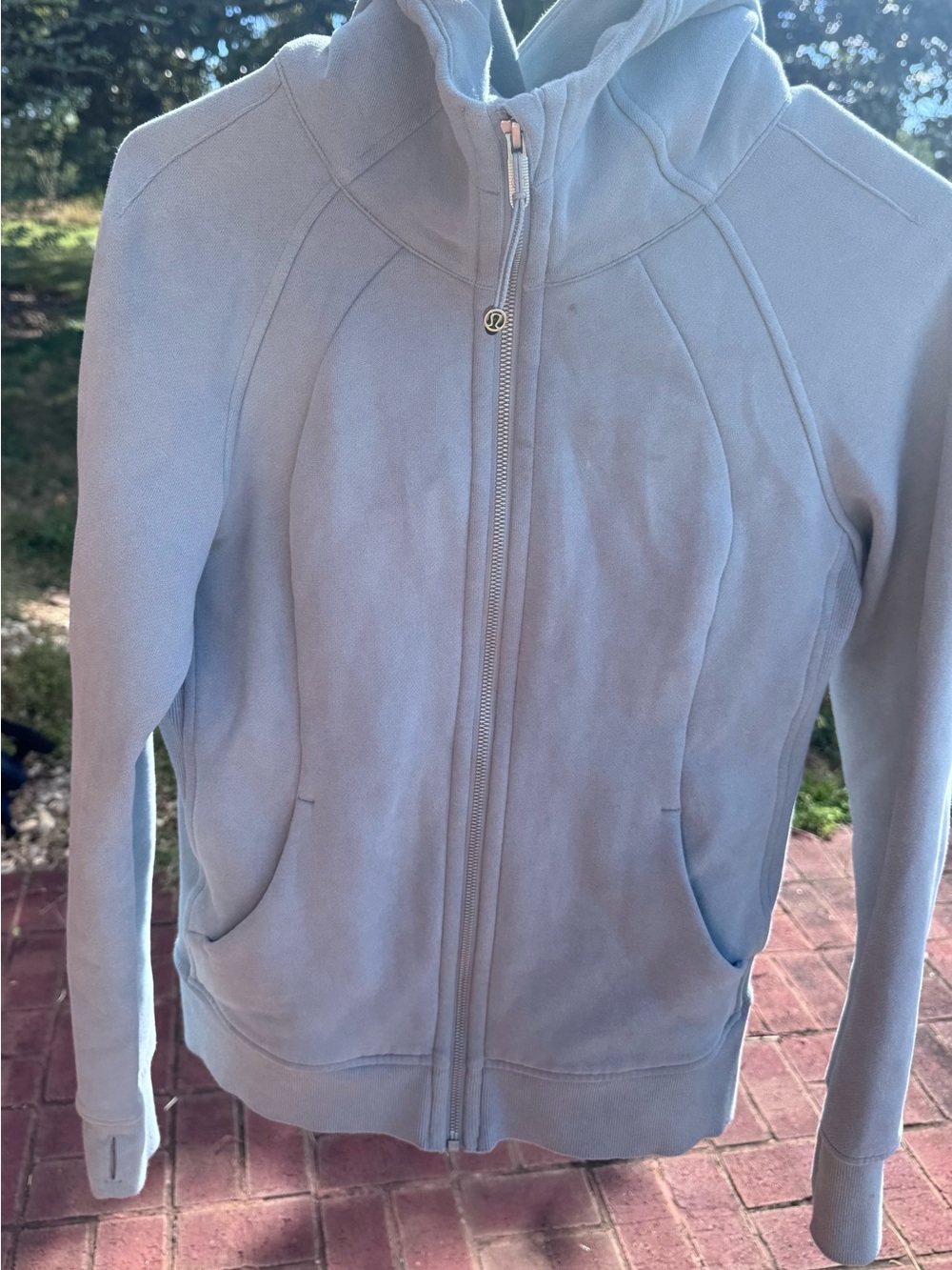 Lululemon Scuba Full Zip Hoodie Size 6 Light Blue Thumbholes